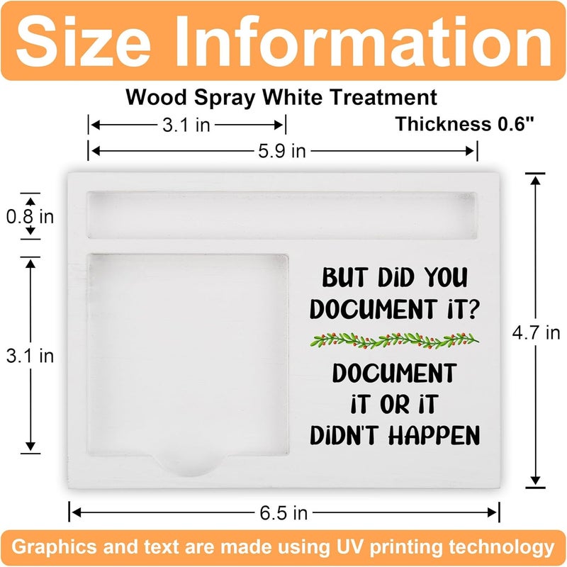 CINRLLA Funny Desk Note Holder for Office, But Did You Document It? Quote Sign, White Wood Pen and Sticky Note Organizer Tray, Gift for Coworker, Boss, Teacher, Nurse, Workplace Decor, NPB601 - Image 2